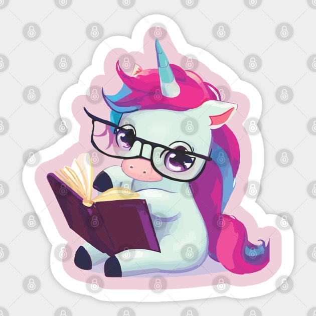 Unicorn Reader Sticker by Ara-Mora